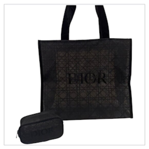 NEW Dior Beauty Black Mesh Tote and Pouch~ Matching Set~ Luxury~ VIP GWP (D19) - Picture 2 of 7
